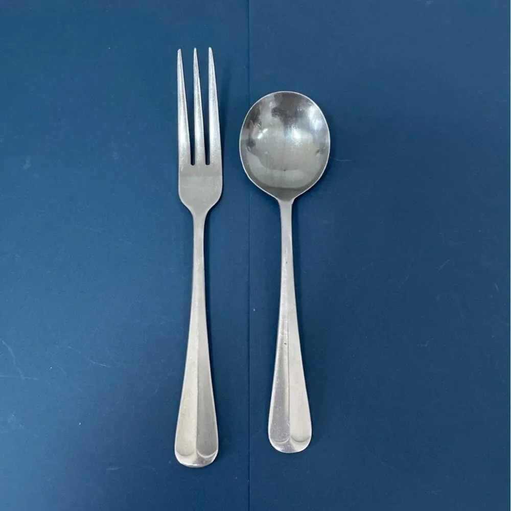Vtg Rogers Jefferson  Manor Pattern Dinner Fork Round Soup Spoon Stainless Japan
